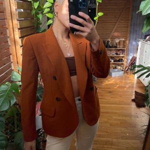 Vintage Rust Double Breasted Blazer with Black Buttons XS